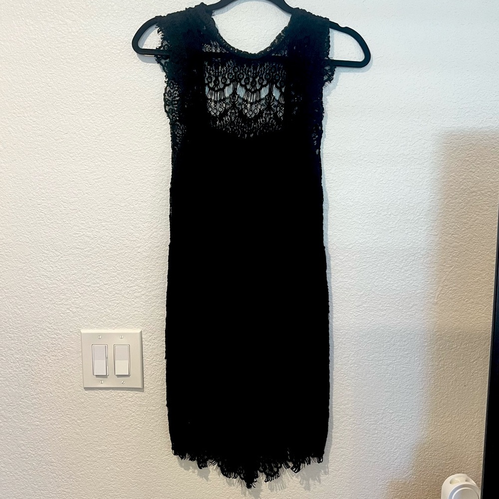 Free people black lace mini dress